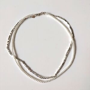 Source Unknown Silver and White Necklace